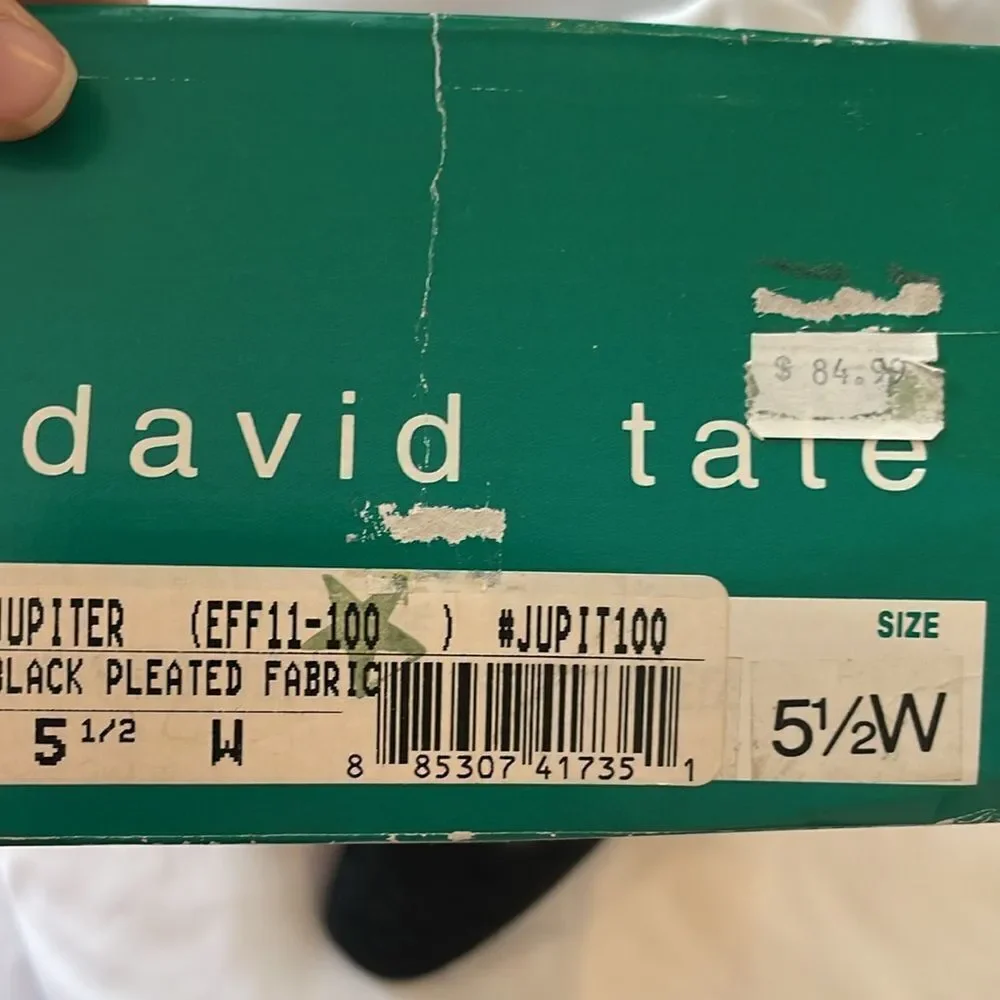 DAVID TATE BLACK PLEATED FABRIC SHOES.   NEW